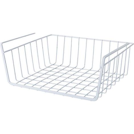 Étagère de rangement multifonctionnelle pour la maison, à glisser sous un meuble, panier de rangement en fil métallique, blanc, S (1/5)