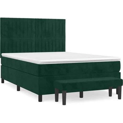 Maison Exclusive - Boxspringbett mit Matratze Dunkelgrün 140x190