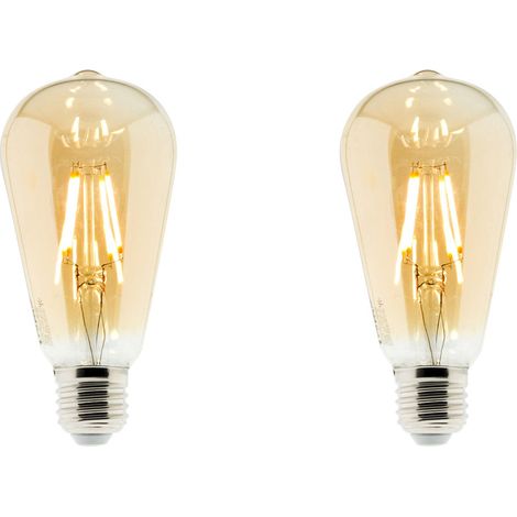 Lot de 2 ampoules déco filament LED ambrée 4W E27 - Elexity