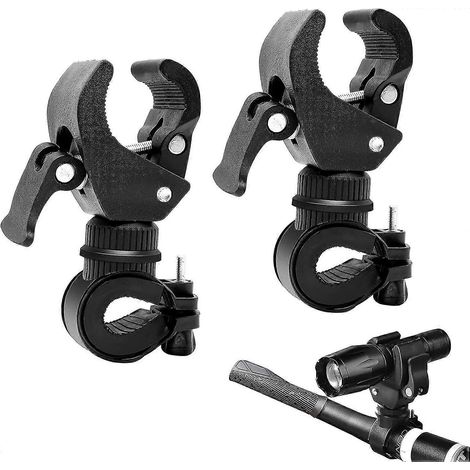 Support de lampe torche pour vélo - 2 supports de lampe pour vélo - Support de lampe réglable à 360°, support de fixation universel pour lampe de vélo (1/5)