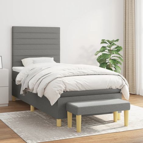 Boxspringbett mit Matratze Dunkelgrau 90x190 cm Stoff