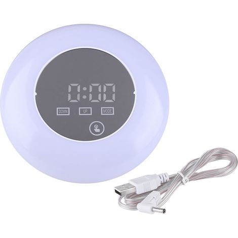 Réveil Numérique - Affichage LED - Fonction Réveil Et Snooze - Thermomètre Intérieur 0 À 50 °C - Veilleuse LED Colorée Réglable - Blanc (1/5)