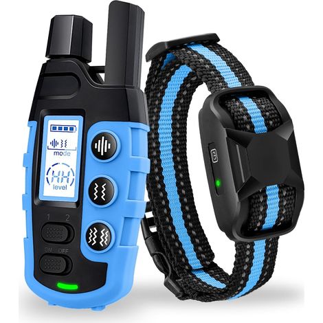 Hundehalsband - 3300 Fuß Hundetrainingshalsband mit Fernbedienung für 5-120 Pfund, wiederaufladbares und wasserdichtes Halsband für kleine und mittelgroße Hunde, Blau (1/3)