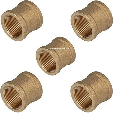 Lot de 5 Manchon en laiton 1/2'' fileté femelle Accessoire en laiton Aenor Manchon femelle fileté en laiton 1/2'' (1/5)