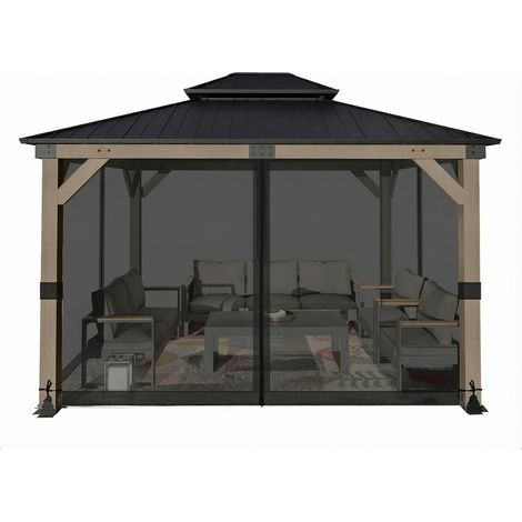 Aoodor Universal Gazebo Mosquito Netting - 3.65x4.87m - black (1/5)