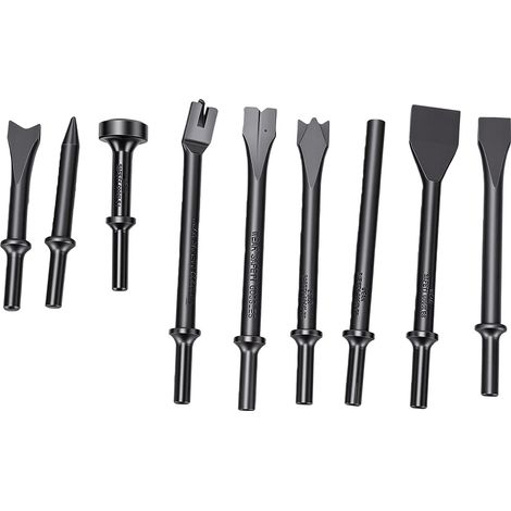 Set di 9 punte per trapano a percussione pneumatico con gambo da 0,4 pollici, scalpelli per riparazioni auto, rivetti, piastrellatura, muratura, rimozione della ruggine, cemento e pietra, demolizione. (1/5)