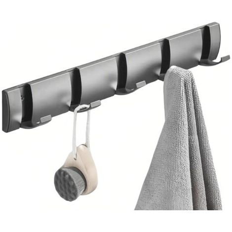 PA faltbare Garderobe, Wandhalterung, Schrankhaken, Wandhalterung, stilvoll, modern, Garderobe, Wandhalterung für Garderobe, silberweiß, 5 Haken (grau, 5 Haken) (1/5)