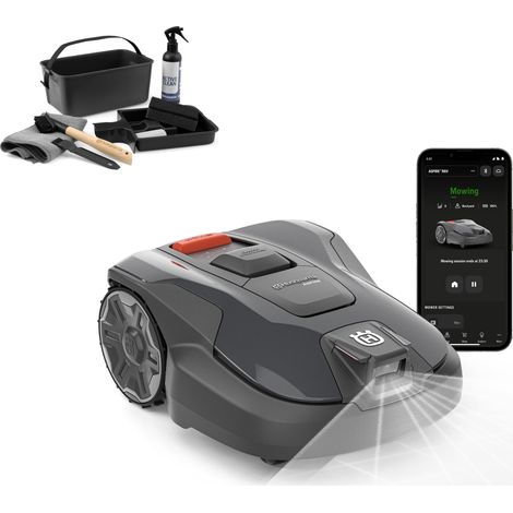 HUSQVARNA Automower® Aspire R6V Mähroboter - ohne Begrenzungskabel, AI Vision, GPS-Navigation, App-Steuerung, virtuelle Zonen, bis 600 m² + Cleaning Kit