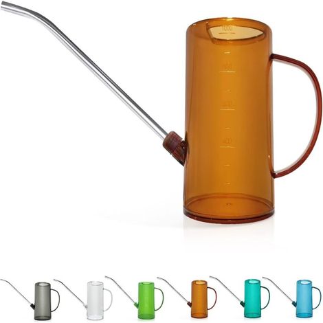 Qilebi Kleine Gießkanne für Zimmerpflanzen mit langem Edelstahlausguss für Zimmerpflanzen, Blumen und Garten, 1 l/34 oz (1/5)