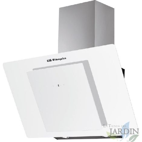 BIANCO Cappa in vetro decorativo Orbegozo 300W.  Classe energetica A. Dimensioni: 69,5 x 40,5 x 47 cm.