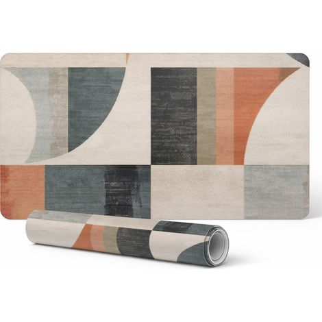 Alfombrilla decorativa de escritorio con estampado geom茅trico retro, 120 x 60 cm.