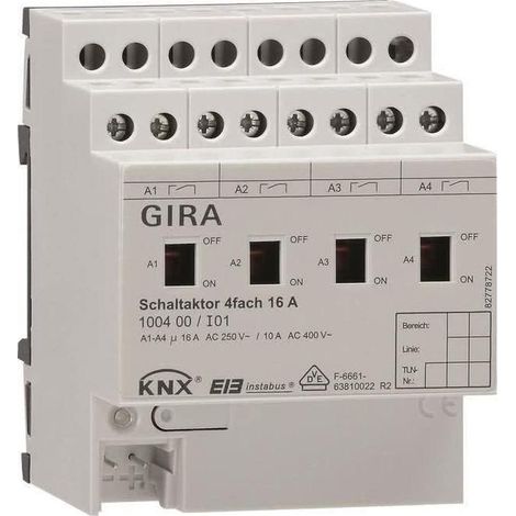 GIRA 100400 SCHALTAKTOR 4FACH 16 A KNX/EIB REG
