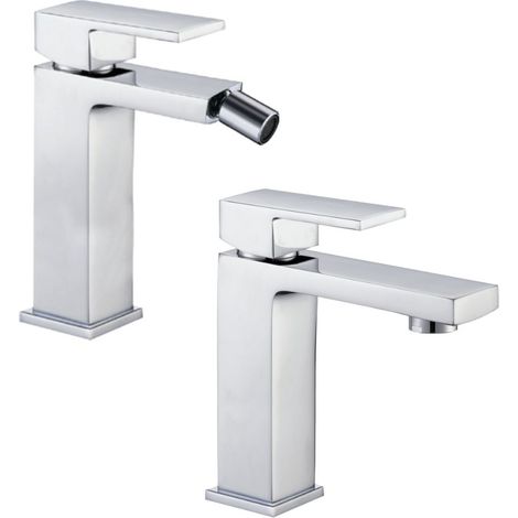 Miscelatore rubinetto bidet cromato + miscelatore rubinetto lavabo cromato bagno casa (1/3)