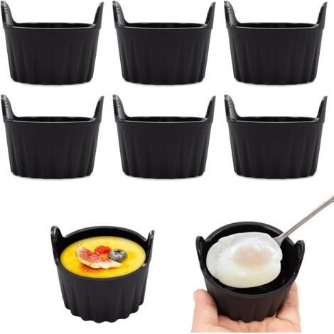 6PCS Moule Silicone Air Fryer, Plat Silicone Air Fryer, Moule Air Fryer Réutilisable Plat pour Air Fryer, Cuit Oeuf Micro Onde Moule for Air Fryer, Air Fryer Accessoires (Noir) (1/5)
