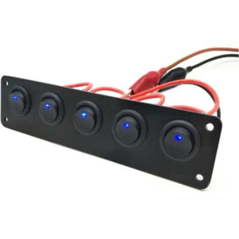 5-in-1 Blue Panel Switch with LED Cat Eye, 12V Rocker Switch for Marine and Automotive Use (1/4)