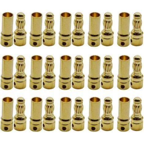 15 es 3.5mm Gold Plated Bullet Connector, 3.5mm Banana Plug Male Female Bullet Connectors Replacement for RC Lipo Battery (1/5)