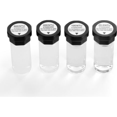 Étalon de Turbidité 20/100/400/800 NTU 20 mL Chacun, Solution d'Étalonnage de Turbidité Standard, Solution de Recharge pour Turbidimètre TN2000, Insert de Protection Antichoc, Flacon Scellé (1/5)