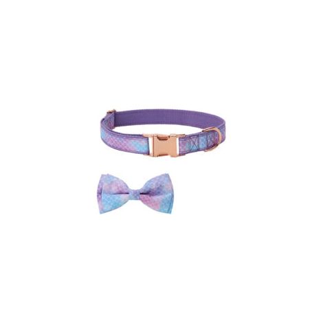 Collier pour chien avec nœud papillon violet écaille - Taille XL (2,5 x 43-70 cm) - Grand format, ajustable, style chic (1/5)