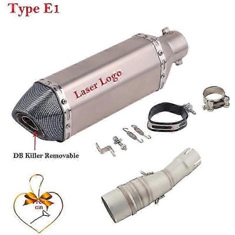 Système d'échappement pour moto, silencieux modifié, tube intermédiaire en fibre de carbone, 51 mm, pour Yamaha Xmax 250, 300, Xmax250, Xmax300, 2017 - (Type E1) (1/5)