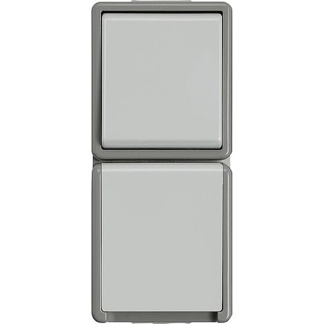 Aufputz-Wechselschalter-Kombination Steckdose mit Klappdeckel - 151 x 66 x 54 mm