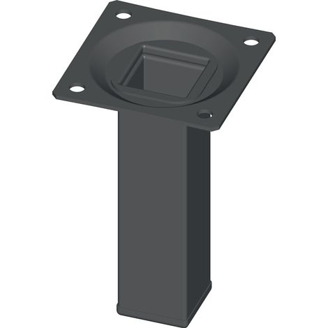 Möbelfuß schwarz RAL 9005 25x25mm H.400mm Platte ALFER ALUMINIUM