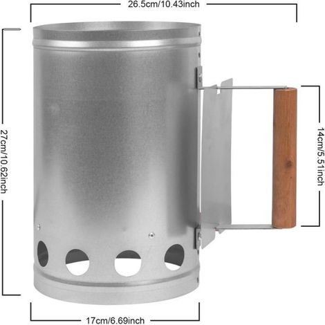Allume-Charbon - Acier Zingué - Écran Thermique - Poignée En Bois - Pour Barbecue Et Camping - 1 Pièce (1/5)
