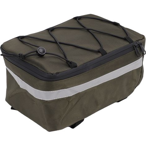Alforja trasera para bicicleta, fabricada en tejido Oxford impermeable con tira reflectante, ideal para desplazamientos urbanos y ciclismo en ciudad. Color: verde - tejido Oxford 1680D (1/5)
