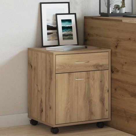 Meuble de Rangement sur Roulettes en Bois d'Ingénierie Chêne, 45x38x54 cm, Armoire de Stockage Mobile avec Portes (1/5)