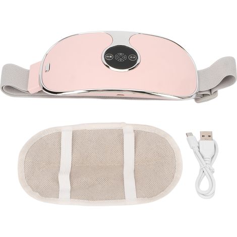 Ceinture chauffante menstruelle pour femme, 3 niveaux de vibration, température réglable, ceinture de massage électrique pour la taille avec pochette à armoise rose (1/5)