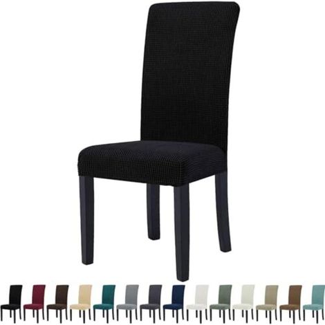 Stretchable 2-piece chair cover set, dining room chair covers, universal, modern, soft and comfortable, removable and washable, for weddings, kitchens, banquets, black