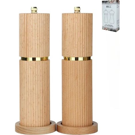 Ensemble moulin à sel et à poivre en bois, moulin à sel et à poivre rechargeable, réglages de mouture ajustables - le cadeau idéal (1/5)