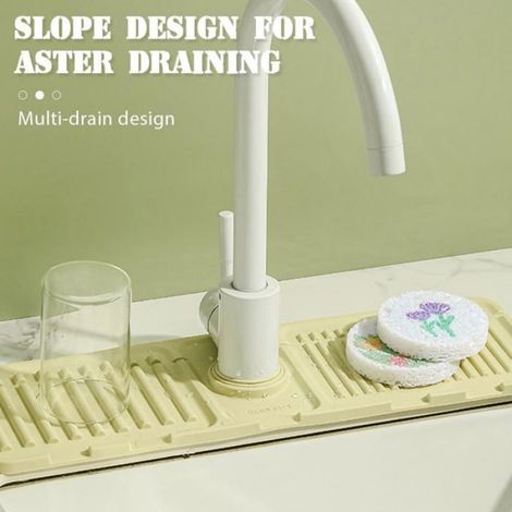 Tapis Absorbant Pour Robinet De Cuisine - Silicone - Pour Évier Et Plan De Travail - 40 x 14 cm - 1 Pièce (1/5)