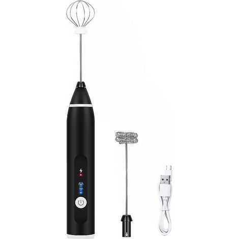 Mousseur à lait électrique, manuel, rechargeable par USB, 3 vitesses, pour boissons, noir. (1/5)
