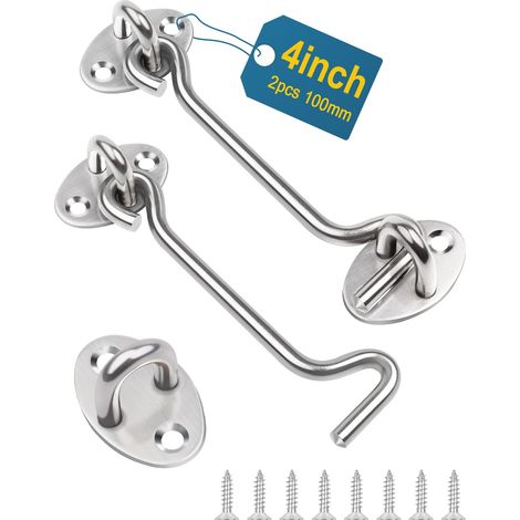 Lot de 2 crochets et œillets de 10,2 cm en acier inoxydable argenté (1/5)