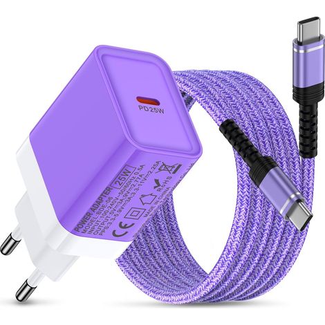 Chargeur rapide USB C 25 W pour Samsung Galaxy A17/A56/A16/A36/A55/A54/A53/S26 Ultra/S26/S25/S24/S23/S22/S21/S20, Samsung Chargeur USB C avec bloc d'alimentation, chargeur rapide pour téléphone (1/5)