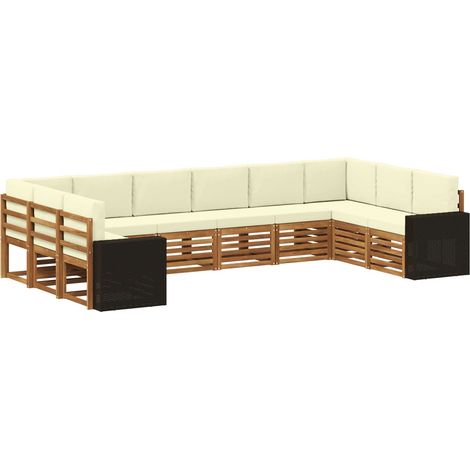 Outdoor Sofa Set 10 pcs Natural and Cream Polyester vidaXL (1/5)