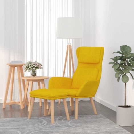vidaXL Chaise de détente et repose-pied Jaune moutarde Velours (1/5)
