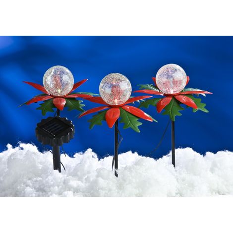 LED Solar Gartendeko Blumenkasten Laterne Solarleuchte Lichterkette Kunstpflanze - Stern 3er