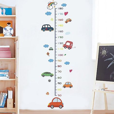 Sticker mural décoratif pour chambre d'enfant : mesure de la taille (dessin animé), toise pour chambre de bébé, décoration murale, sticker 6-Car (1/5)