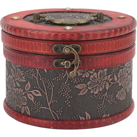Coffret Vintage en Bois 2 Pièces, Grand Format, Gravure Fleurie, Boîte à Trésor Décorative pour Bureau et Maison, Cadeau Idéal (1/5)