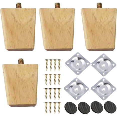 Stück Möbelbeine aus Holz, Möbelbeine, Tischbeine aus Holz, Sofabeine, Bettbeine, für Bank, Bett, Schrank, Fernsehschrank, Kleiderschrank mit Zubehör (10 cm)
