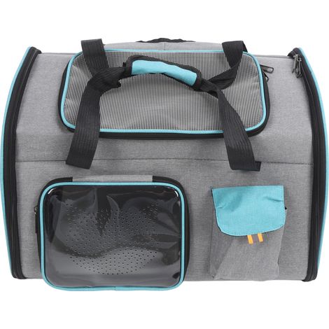 Pet Carrier Breathable Mesh Pet Carrier Backpack Large Capacity Portable Cat Carrier Easy to Clean Dog Carrier for Outdoors Grey and Blue (1/5)