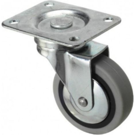 FPLUS rueda goma con placa 60 mm. sin freno 75232 , Rueda de polipropileno
Diametro rueda 60 mm.
Peso maximo. 45 KG.
Altura total     82 mm.
Placa  giratoria