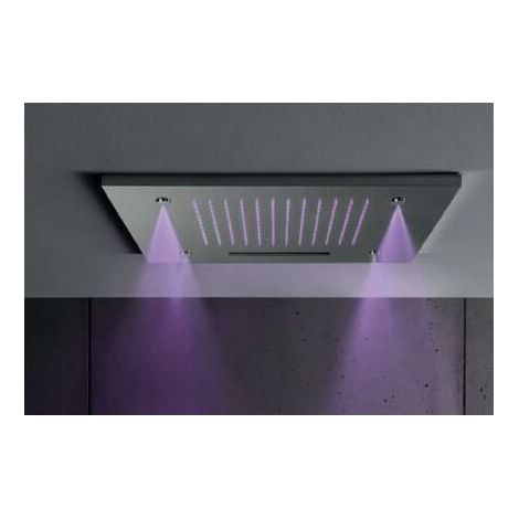 Cristina Ondyna – Ciel de pluie carré 50 cm avec cascade et brumisateurs chromothérapie – 4 brumisateurs – Système lumineux 9 couleurs – TT50051 (1/3)