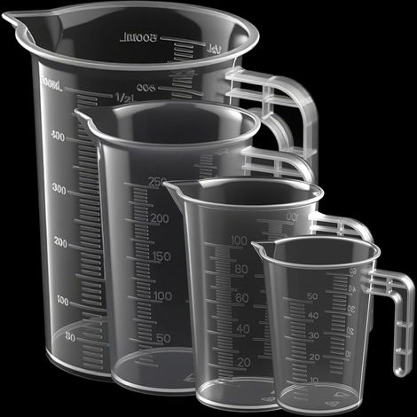 Set de 4 Verres Doseurs en Plastique Transparent