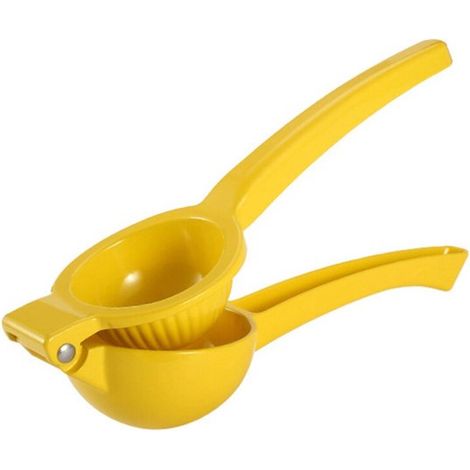 Exprimidor de limones de aleación de aluminio, exprimidor manual de cítricos, utilizado para exprimir jugo fresco, amarillo. (1/2)