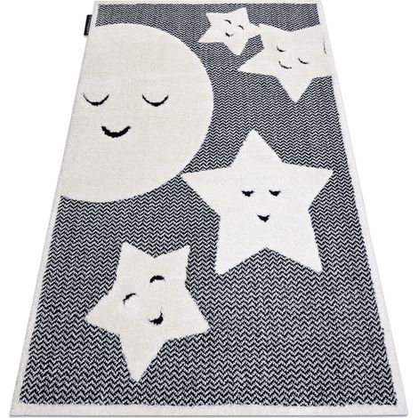 Moderner Kinderteppich JOY Moon Mond, für Kinder - strukturelle, zwei Ebenen aus Vlies grau / creme grey 120x170 cm