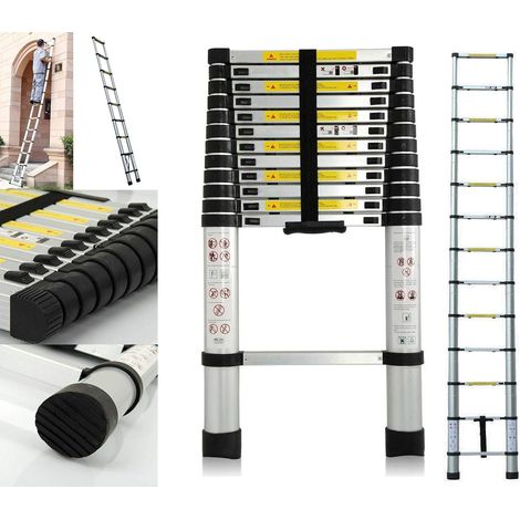 Échelle télescopique Extensible de 3,8 m Robuste - Escabeau Telescopique en Aluminium - Échelle Multifonction avec 13 Étapes- Charge maximale : 150 kg - EN131 (1/5)
