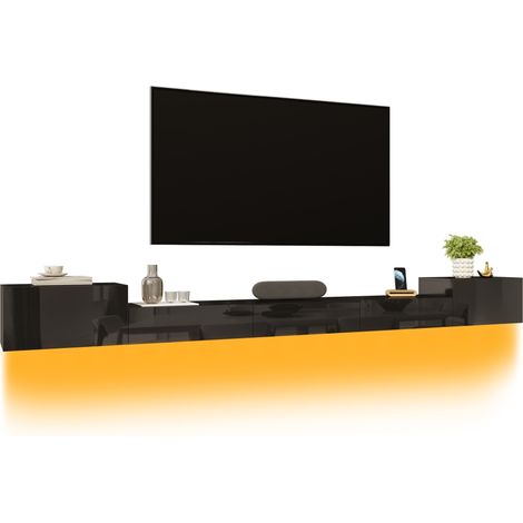 CHICFURN Mobile TV sospeso 245x30x26 cm nero in MDF e truciolato con LED regolabile (1/5)
