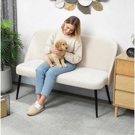 2-Sitzer Sofa mit Metallrahmen Beige 127 x 63 x 84,5 cm OKMYHOME (1/5)